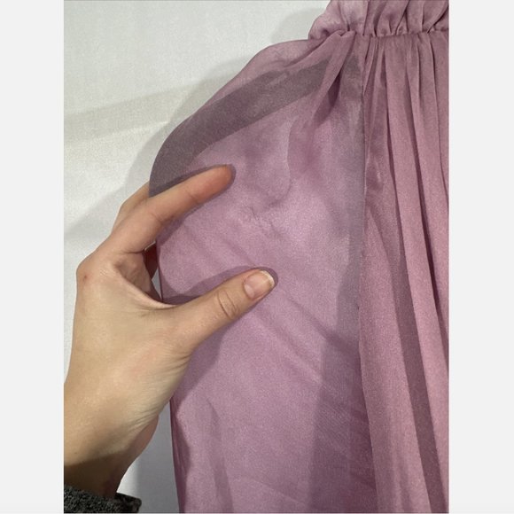 NWD Mac Duggal [ 10 ] Chiffon‎ Ruched Illusion Raglan Sleeve Ruffled Gown Q578 - Picture 15 of 16